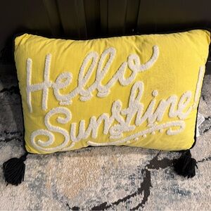 Yellow 'Hello Sunshine' Decorative Pillow